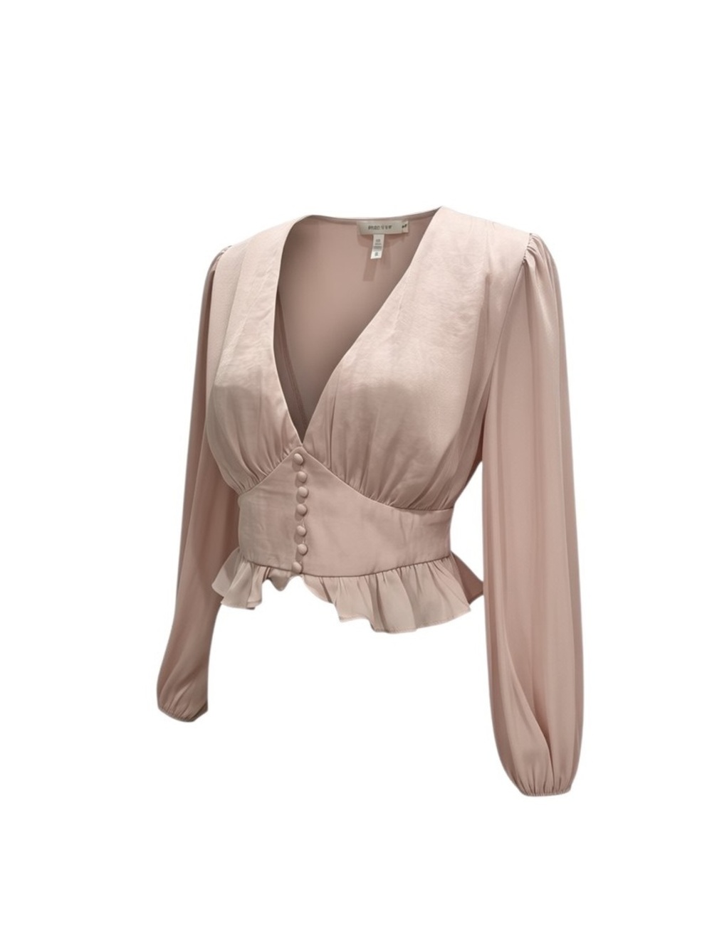 Saints + Secrets Light Pink Long Sleeve Button Front Blouse